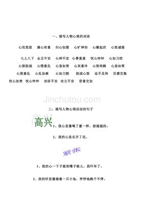 人物心理描写的词语
