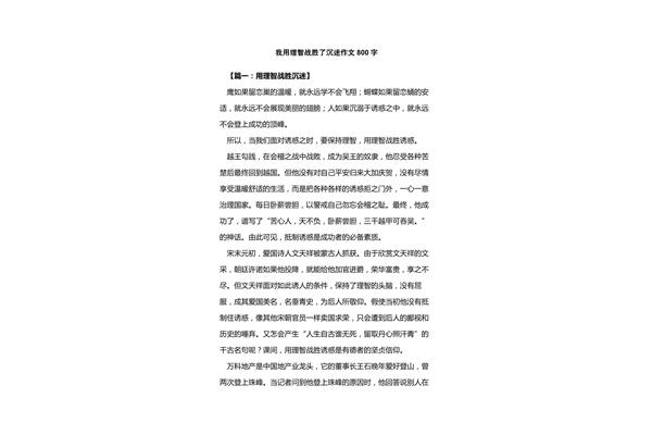 痴迷作文800字
