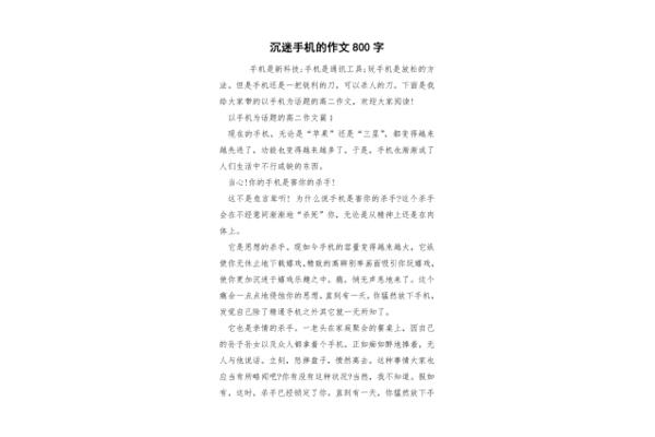 痴迷作文800字