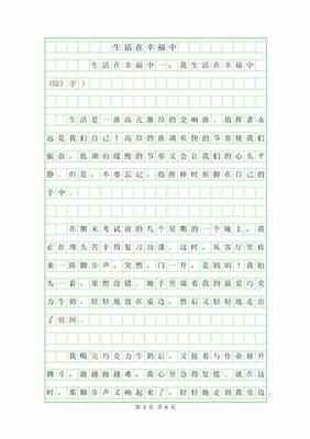 我生活在幸福中作文