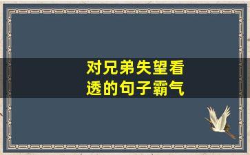 兄弟的句子霸气十足