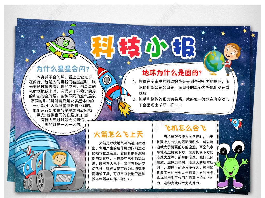 小学生科技手抄报内容