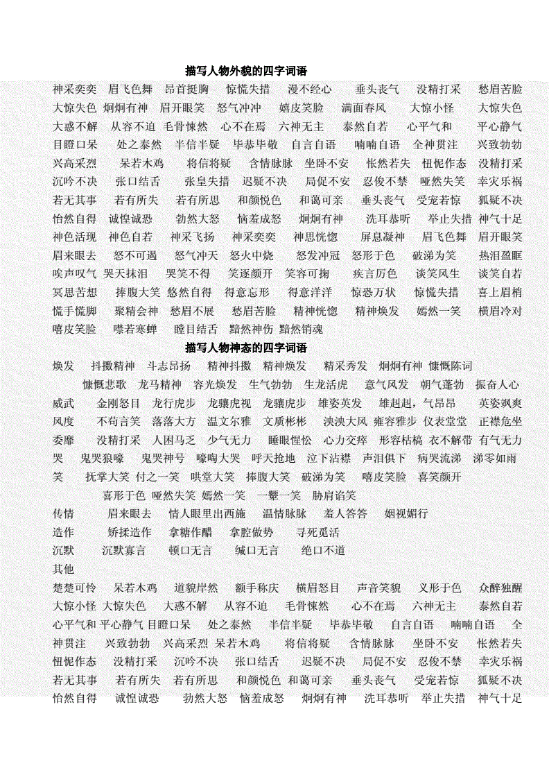 人物描写的词语
