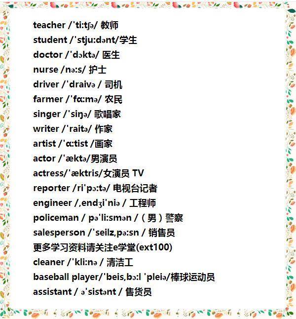 小学生英语单词怎么说