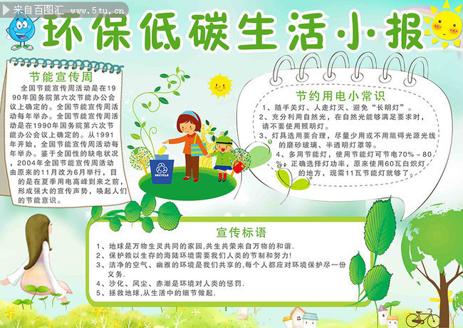 低碳生活手抄报的内容
