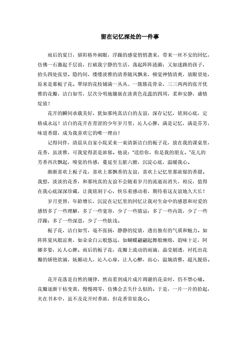 记忆深处的你作文