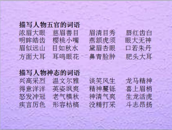 描写人物的外貌词语
