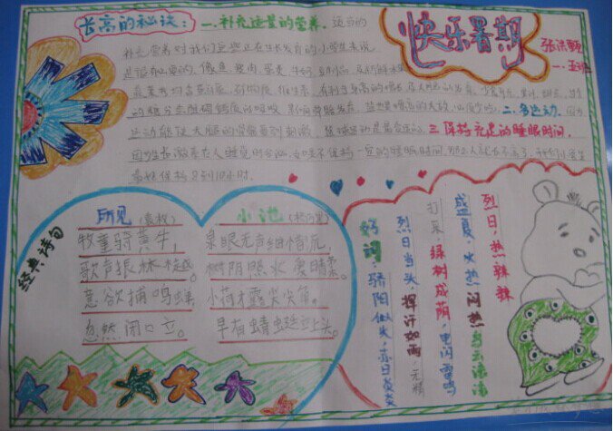 快乐暑假手抄报内容