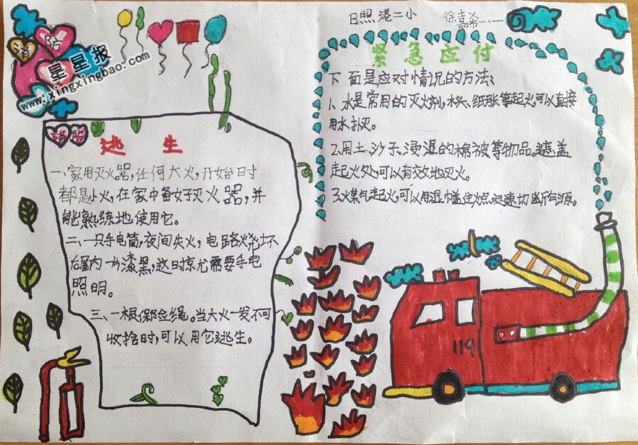 消防安全日手抄报