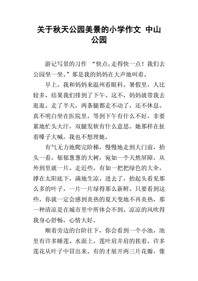 关于中山公园的作文