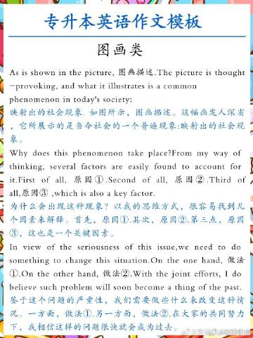 图画类英语作文模板