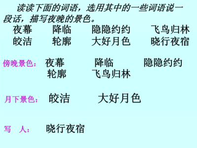 描写夜晚景色的词语