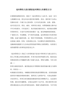追风筝的人读后感500字