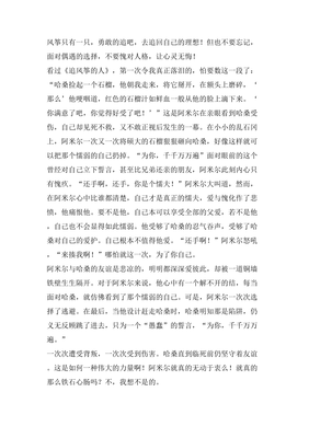 追风筝的人读后感500字