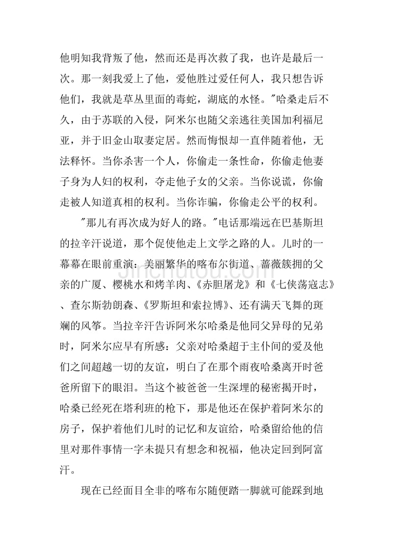 追风筝的人读后感500字