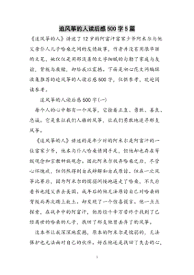 追风筝的人读后感500字