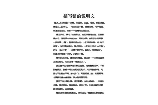 猫的说明文400字