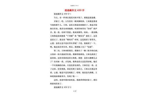 作文捉迷藏300字