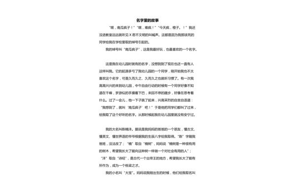 名字的故事作文
