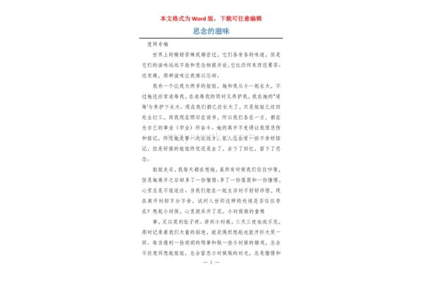 思念的滋味作文